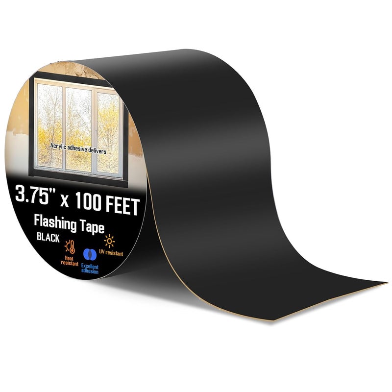 Feifeiya Window Flashing Tape 3.75 Inch x 100 ft Acrylic Adhesive UV Resistant Flashing Tape Waterproof, Self Adhesive & Self Sealing for Window and Door Frames - Image 1